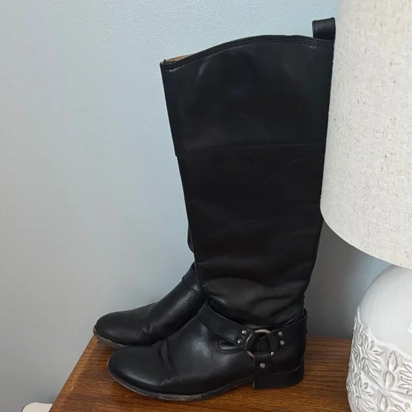 Frye Black Leather Riding Boots - Picture 2 of 6